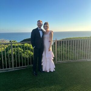 Elegant Pink Ruffle Gown